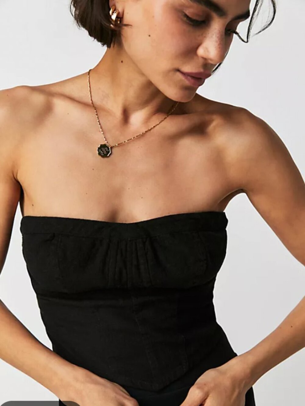 FREE PEOPLE Women Large Summer Chic Smocked Leilani Strapless Tube Top